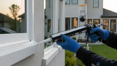 Professional caulking and sealing on Allen TX home exterior for weather protection and energy efficiency