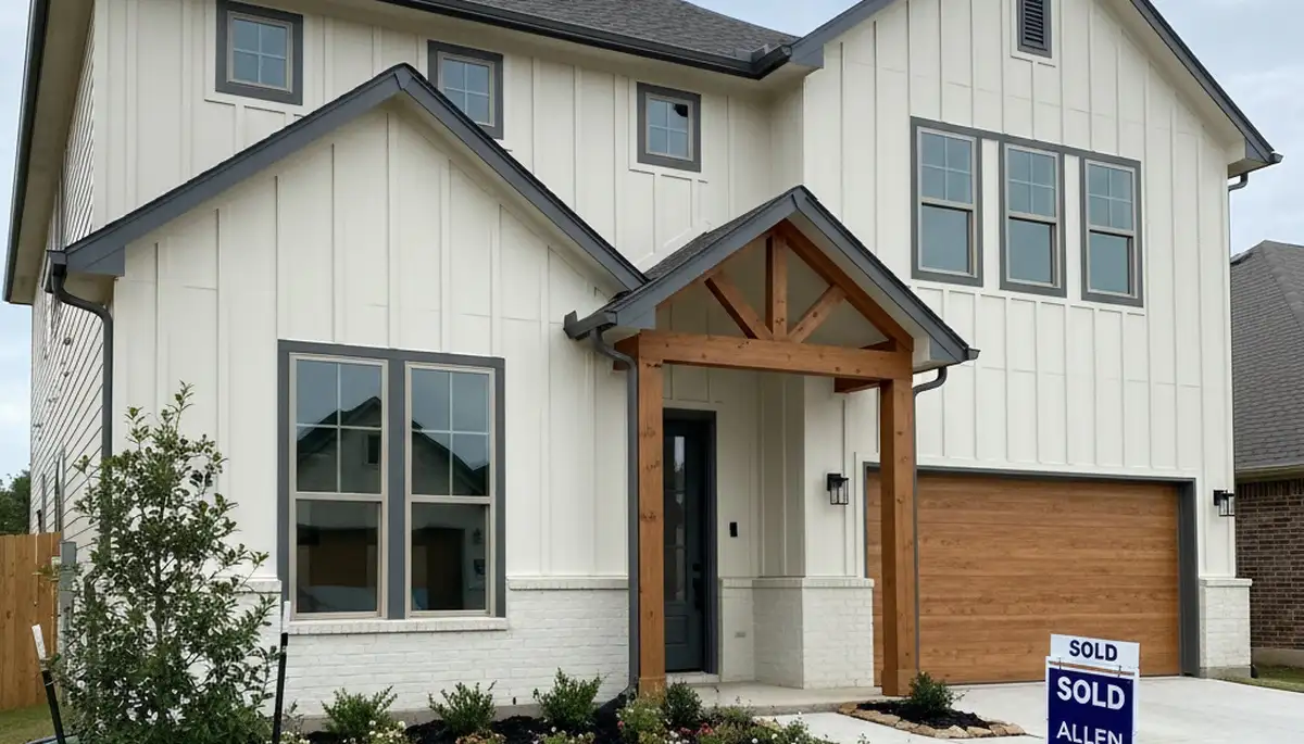 Freshly painted Allen TX home exterior with smooth, durable finish by professional house painters