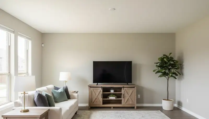 Freshly painted living room with smooth finishes by expert interior painters in Allen, TX