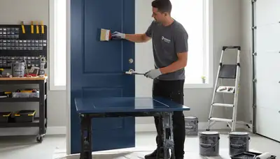 Professional door painting by expert house painters in Allen, TX enhancing curb appeal