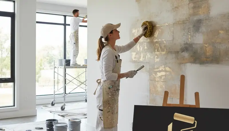 Professional faux painting with custom decorative finishes in Allen, TX home interior
