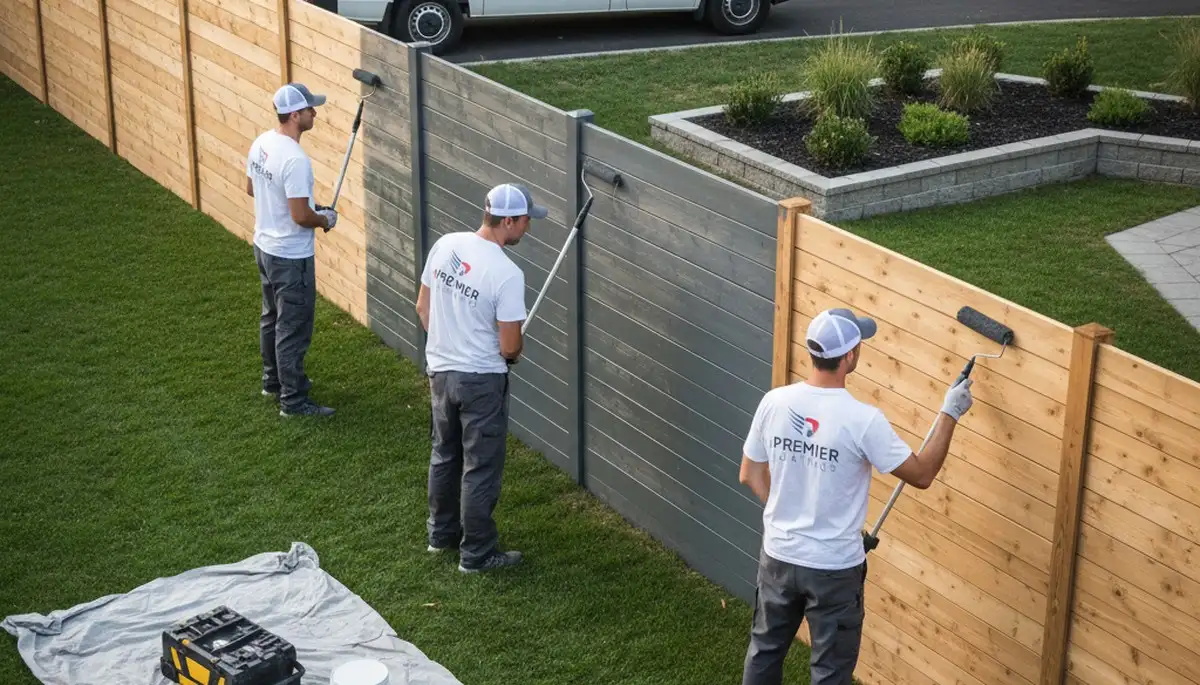 Professional fence painting service in Allen, TX by expert local painters protecting wood from weather
