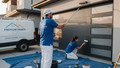 Professional garage door painting service in Allen, TX enhancing home exterior curb appeal