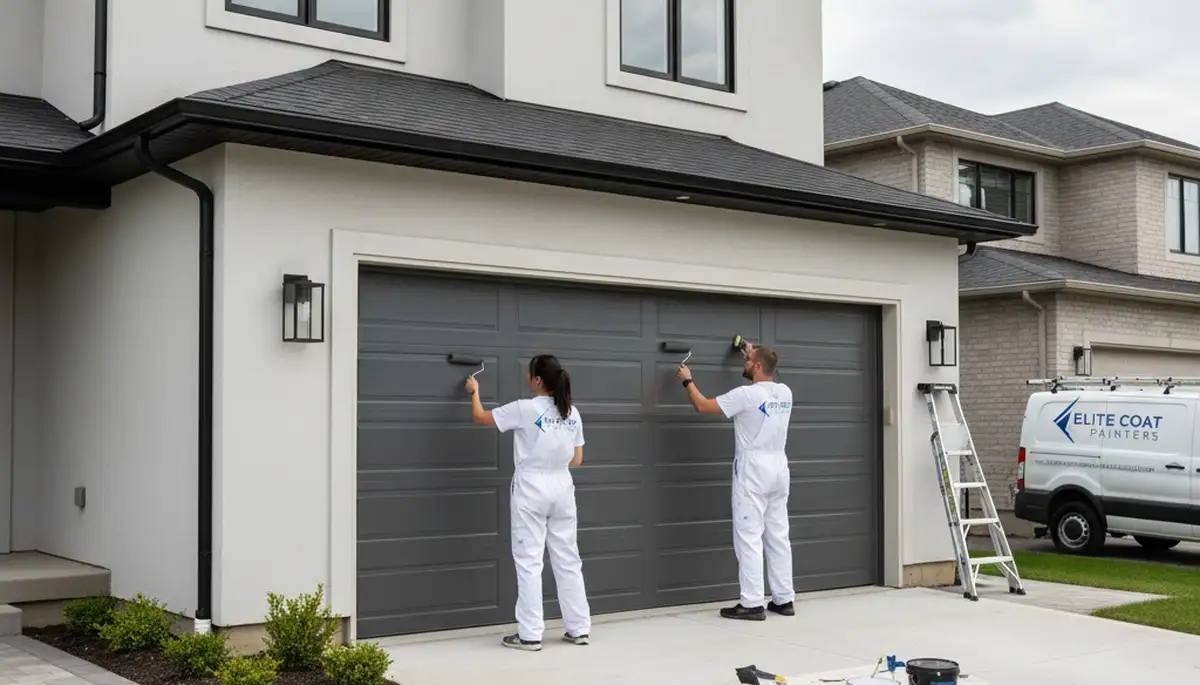 Professional garage door painting in Allen, TX with durable weather-resistant finish