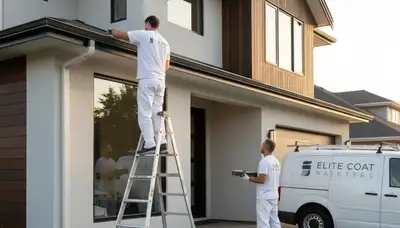 Professional gutter painting on a residential home in Allen, TX by expert house painters