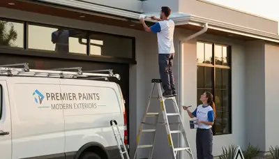 Professional gutter painting on a suburban home in Allen, TX by expert house painters