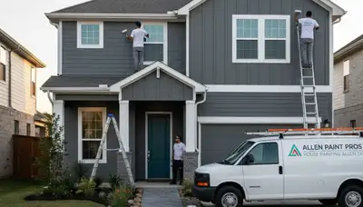 Professional house painters working on exterior home painting in Allen, TX
