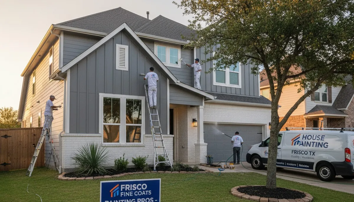 Professional house painters working on exterior home painting project in Allen, TX