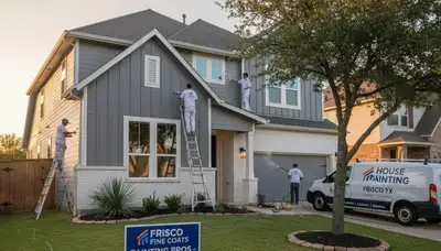 Professional house painters working on exterior home painting project in Allen, TX