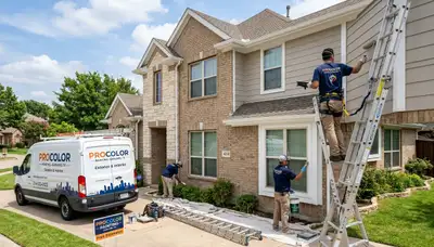 Professional house painters working on home exterior in Allen, TX