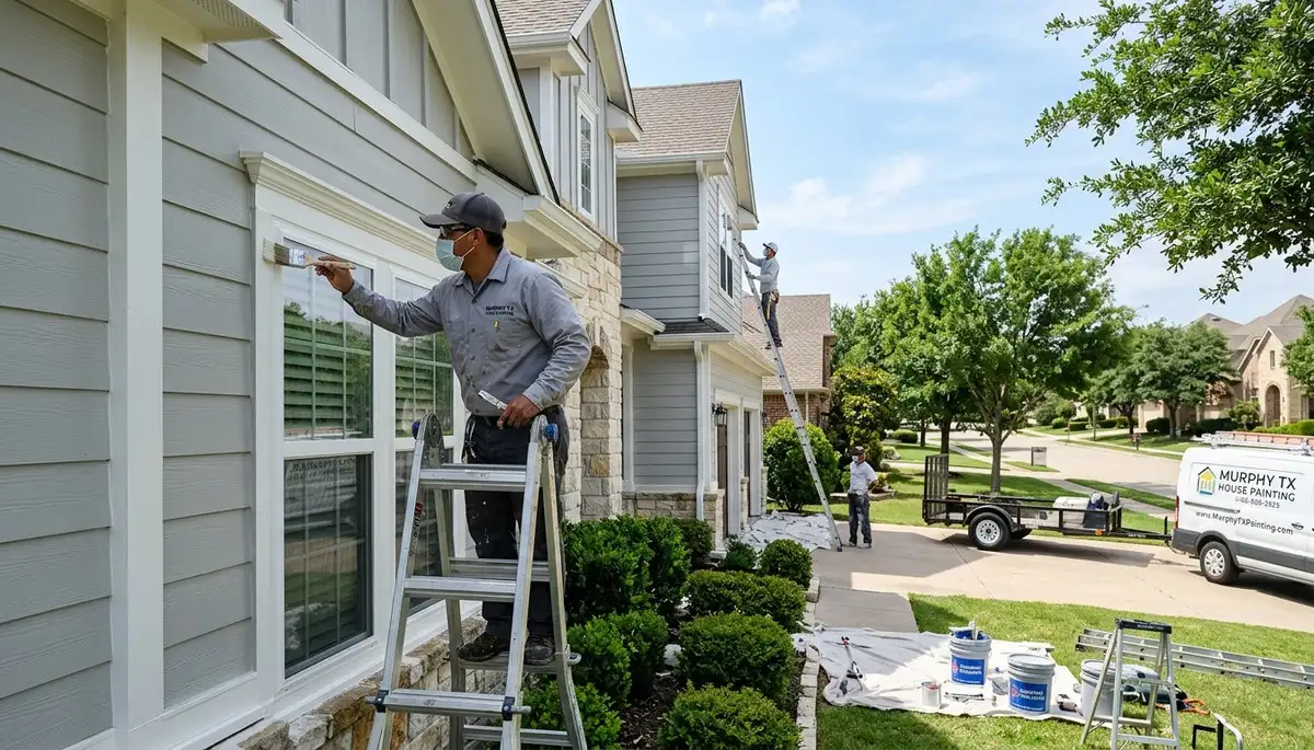 Professional house painters in Allen TX enhancing home exterior with quality paint finish