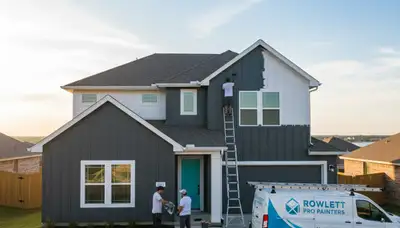 House painters in Allen, TX painting a residential exterior with professional prep and finish