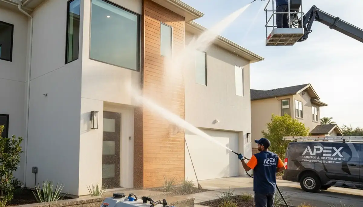 Professional pressure cleaning service restoring home exterior surfaces in Allen, TX