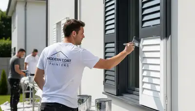 Professional shutter painting on a brick home in Allen, TX by expert house painters