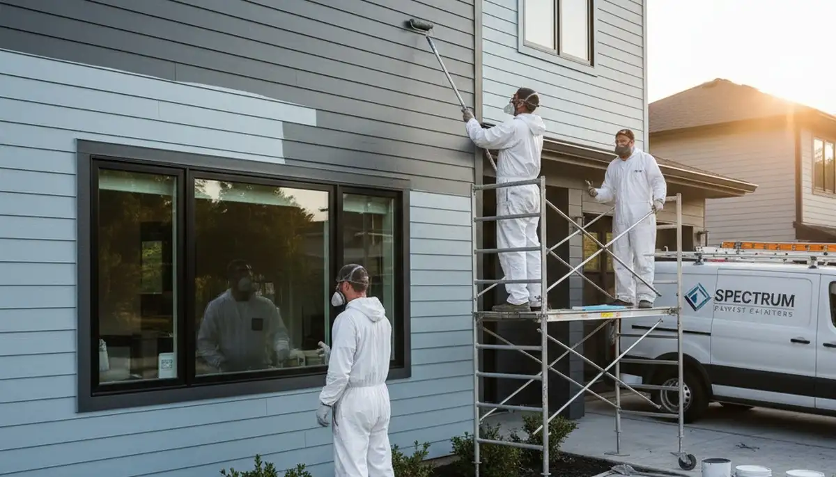 Professional siding painting on a suburban home in Allen, TX by expert exterior painters