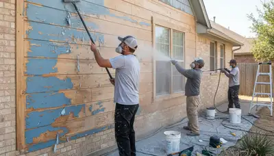 Professional surface preparation for exterior house painting in Allen, TX ensuring smooth, lasting results