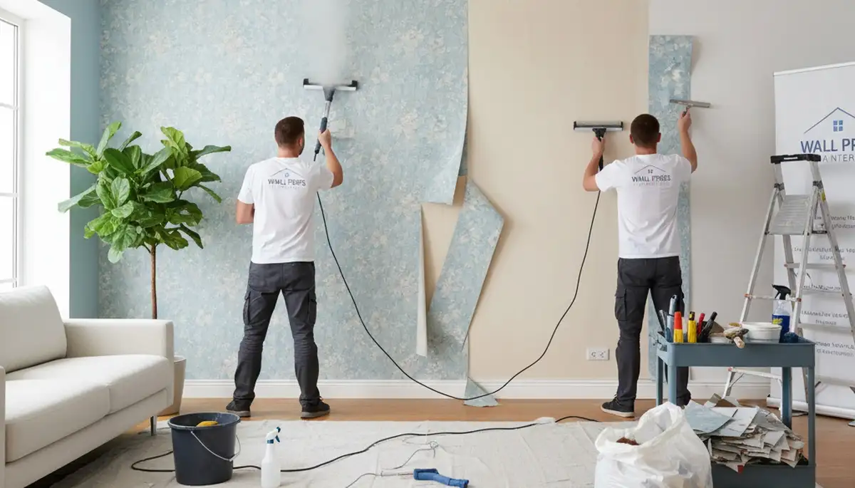 Professional wallpaper removal and wall prep by expert house painters in Allen, TX